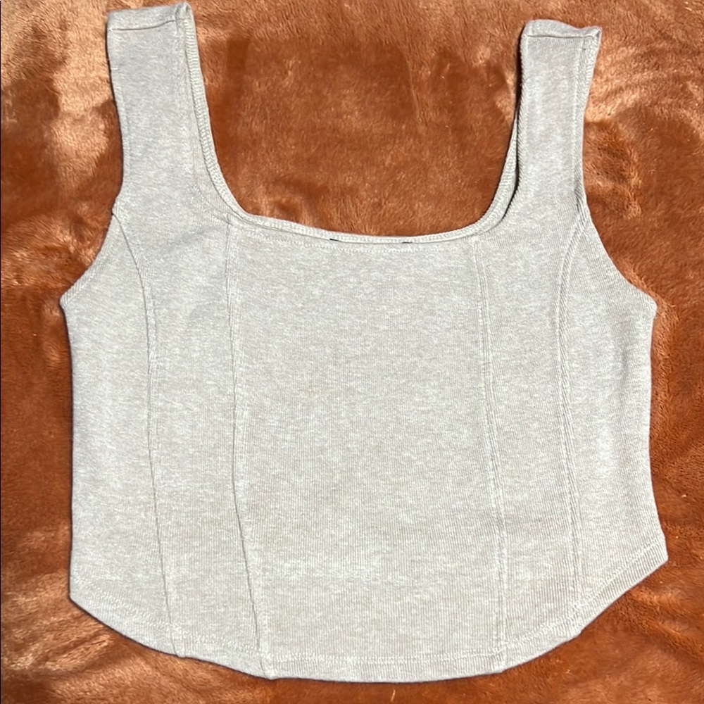 Forever 21 Gray Sleeveless Tank Top with Bustier Fitted Style